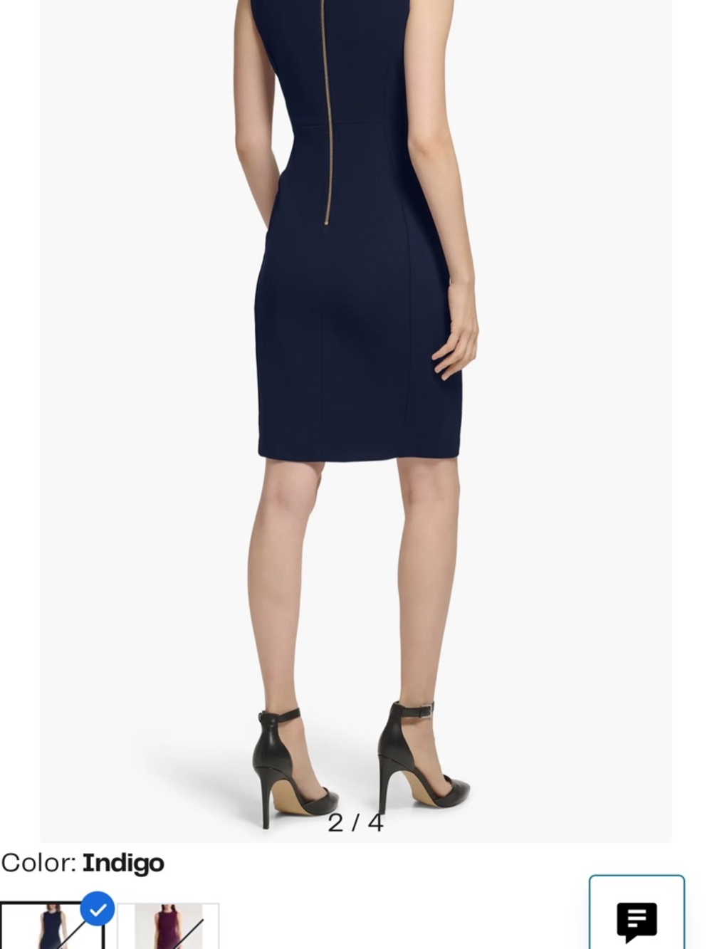 Calvin Klein Indigo Sleeveless Midi Sheath Dress - Picture 3 of 7